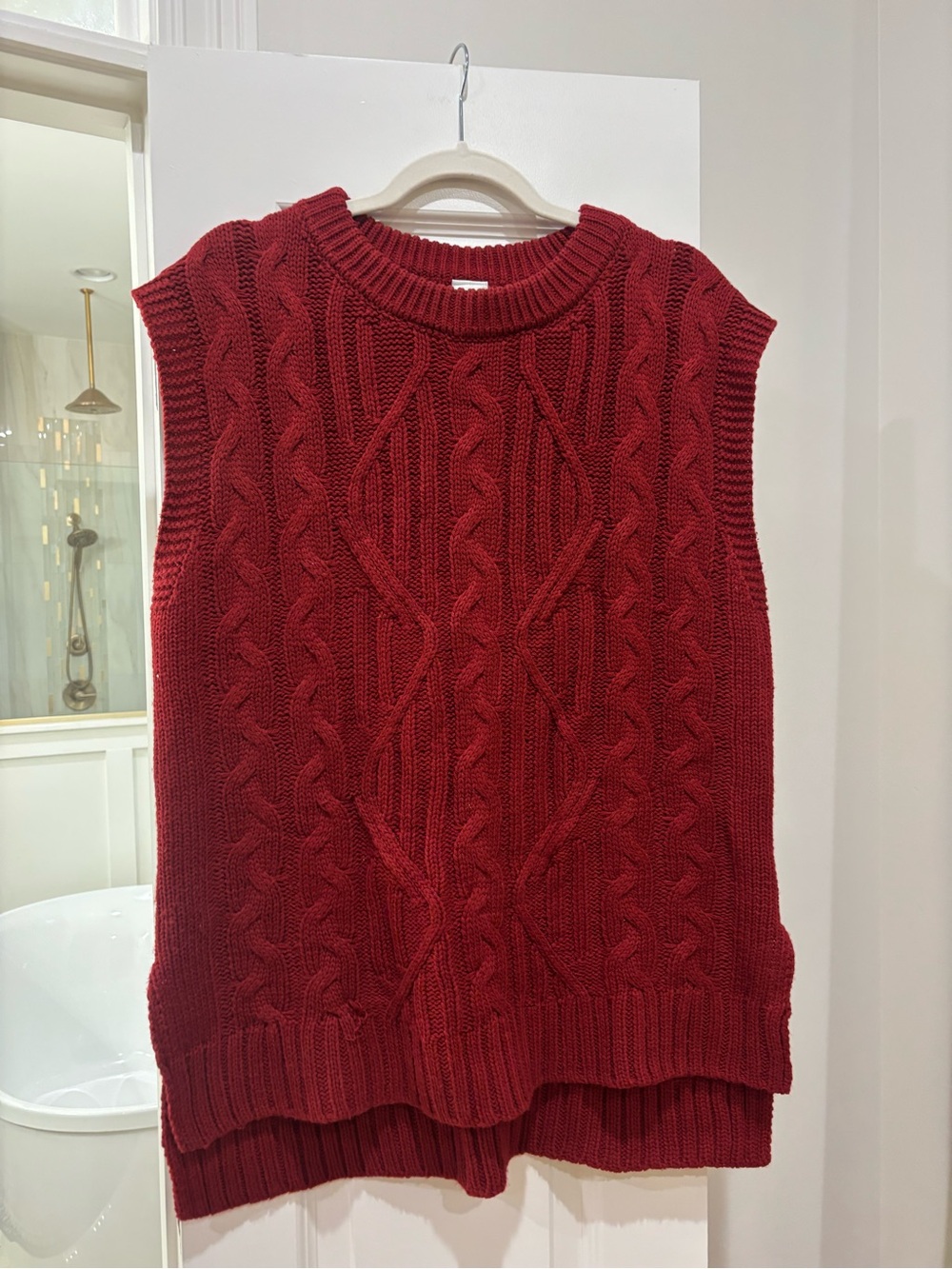 Anna & Ava Burgundy Cable Knit Sleeveless Sweater Vest